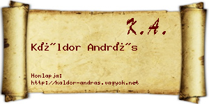 Káldor András névjegykártya